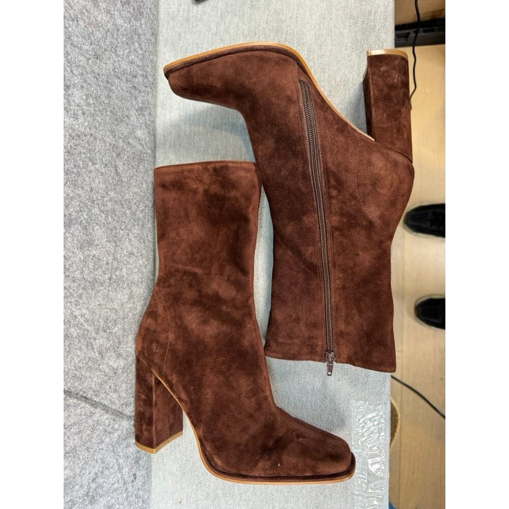 Steve Madden Chocolate Suede Heeled Boots - Picture 6 of 9